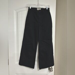 Everlane wide leg crop black cotton pant size 4